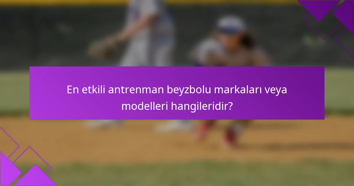 En etkili antrenman beyzbolu markaları veya modelleri hangileridir?